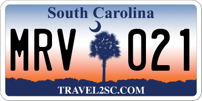 SC license plate MRV021