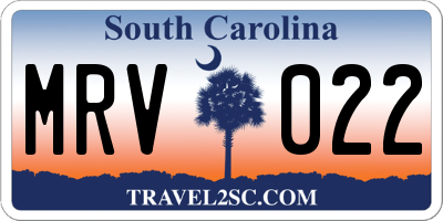 SC license plate MRV022