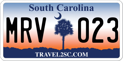 SC license plate MRV023