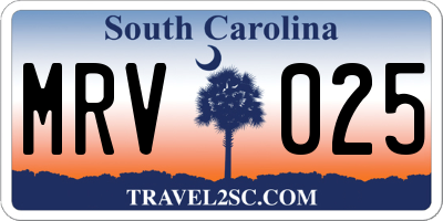 SC license plate MRV025