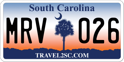SC license plate MRV026