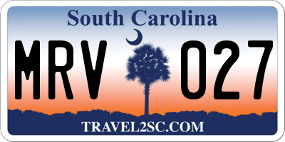 SC license plate MRV027