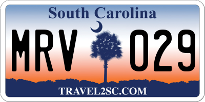 SC license plate MRV029