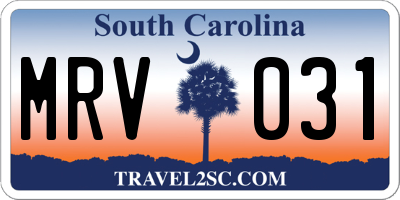 SC license plate MRV031