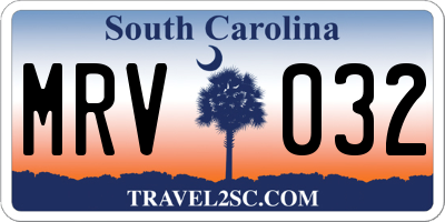 SC license plate MRV032