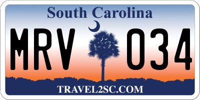SC license plate MRV034