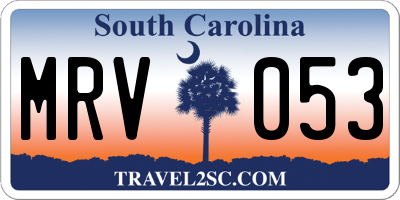 SC license plate MRV053