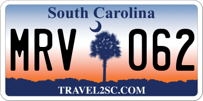 SC license plate MRV062