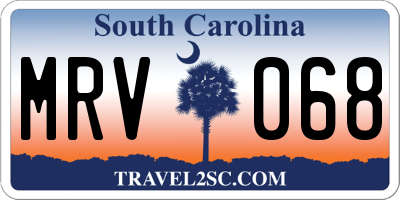 SC license plate MRV068