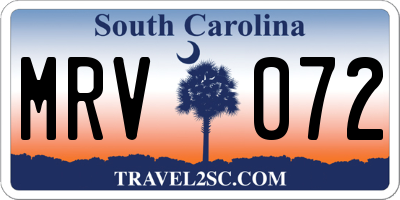 SC license plate MRV072