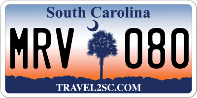 SC license plate MRV080