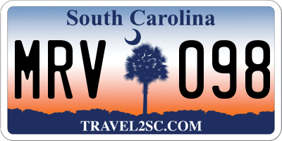 SC license plate MRV098