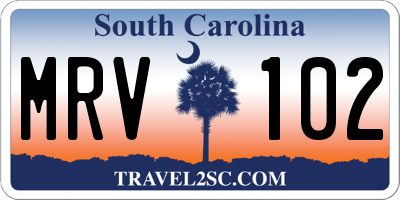 SC license plate MRV102