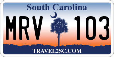 SC license plate MRV103