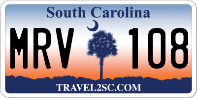 SC license plate MRV108
