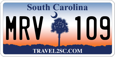 SC license plate MRV109