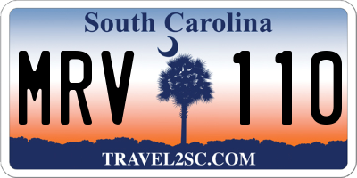 SC license plate MRV110