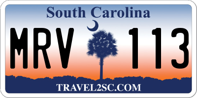SC license plate MRV113