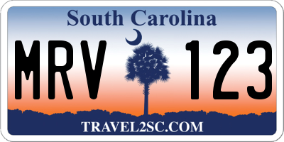 SC license plate MRV123