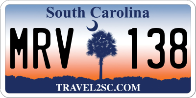 SC license plate MRV138