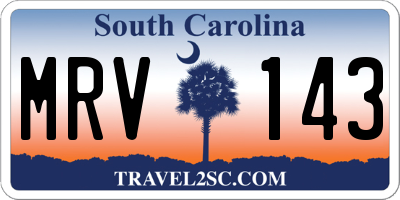 SC license plate MRV143