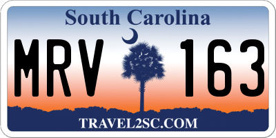 SC license plate MRV163