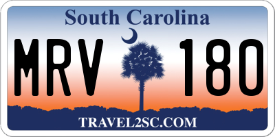 SC license plate MRV180
