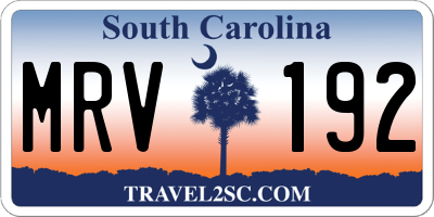 SC license plate MRV192
