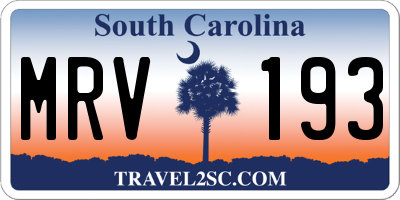 SC license plate MRV193
