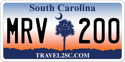SC license plate MRV200