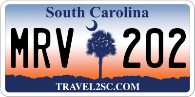 SC license plate MRV202