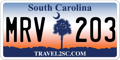 SC license plate MRV203