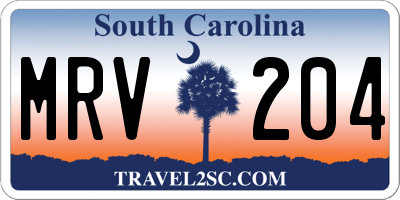 SC license plate MRV204