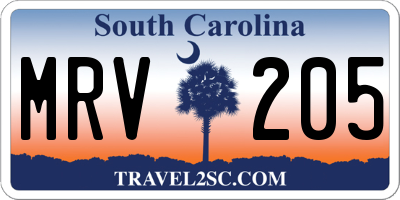 SC license plate MRV205