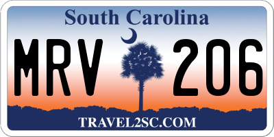 SC license plate MRV206