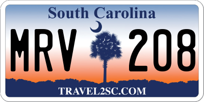 SC license plate MRV208
