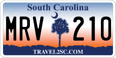 SC license plate MRV210
