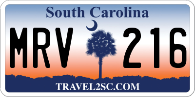 SC license plate MRV216