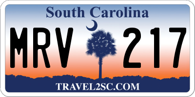 SC license plate MRV217