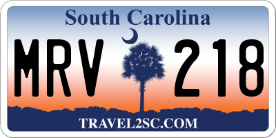 SC license plate MRV218