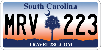 SC license plate MRV223