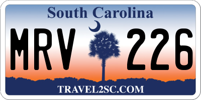 SC license plate MRV226