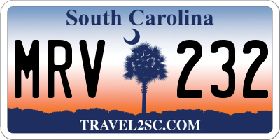 SC license plate MRV232
