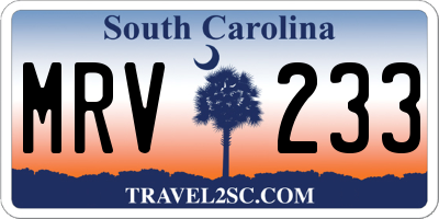 SC license plate MRV233