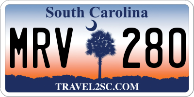 SC license plate MRV280