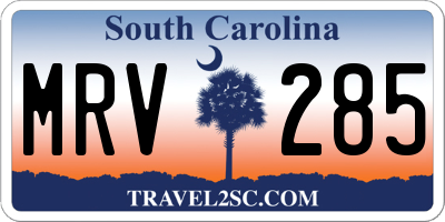 SC license plate MRV285