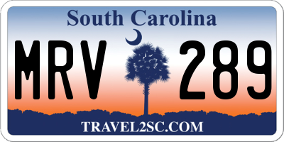 SC license plate MRV289