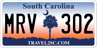 SC license plate MRV302