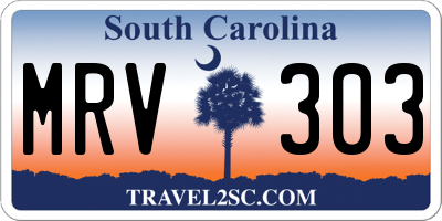 SC license plate MRV303