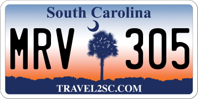 SC license plate MRV305
